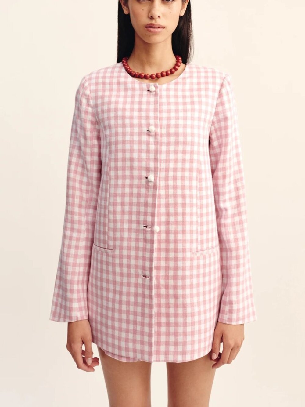 POSSE Rio Shift Jacket - Pink Gingham XS EUC